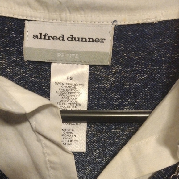 Alfred Dunner Navy and Cream Knit Top with Necklace​ - Picture 4 of 5